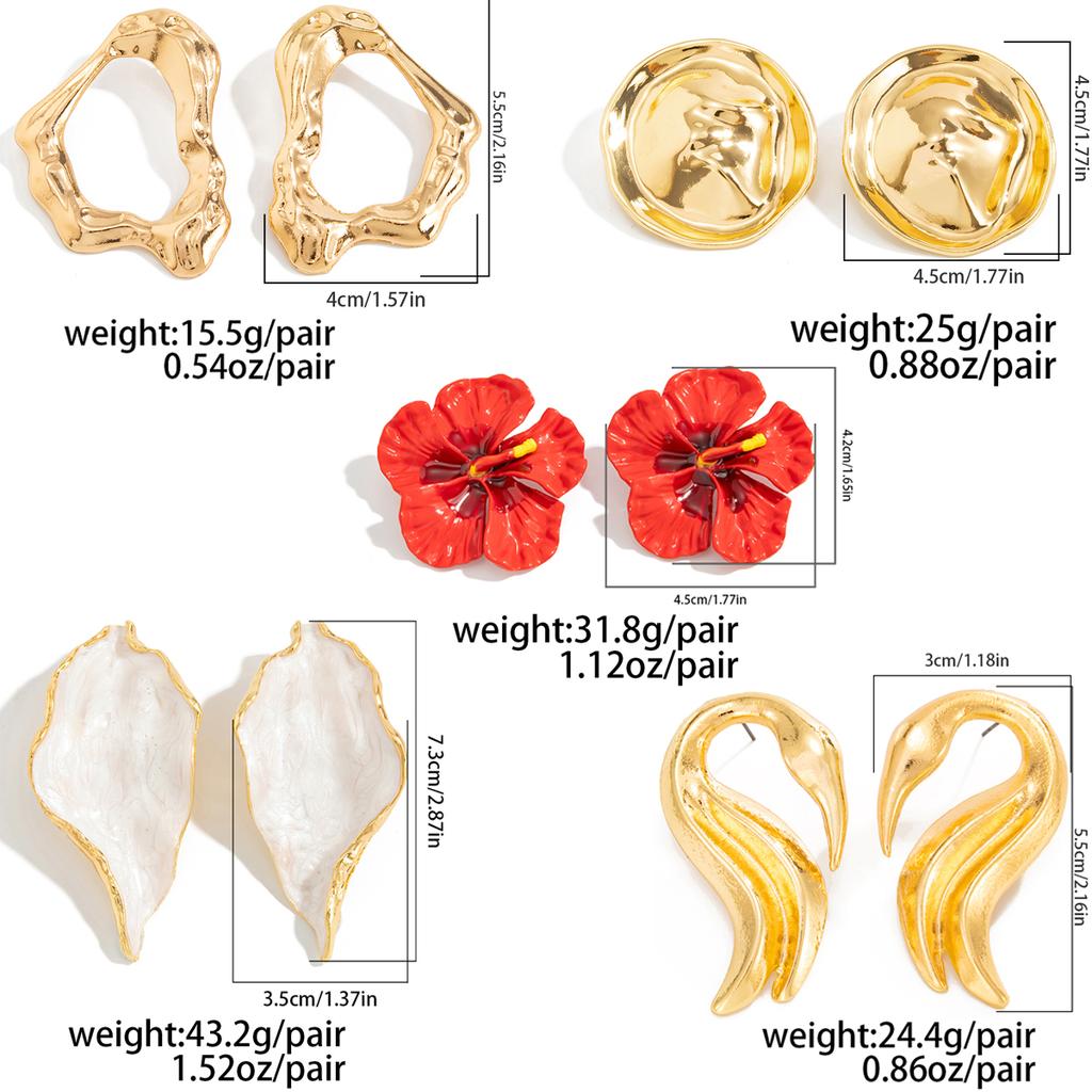 Salircon 5 Styles Trendy Irregular Geometry Metal Stud Earrings Set for Women Exquisite Piercing Earring Jewelry 2026 New Gift
