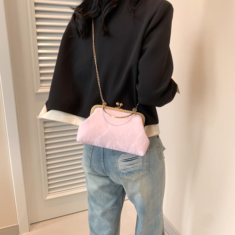 Solid Color Simple and Gentle Lock Handbag Spring New Versatile Ins One-shoulder Crossbody Bag Small Square Bag for Women