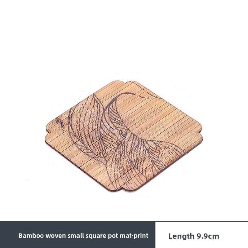 Retro bamboo coaster, thermal insulation pad, purple sand pot pad, Chinese style Zen classical tea ceremony, kung fu tea set