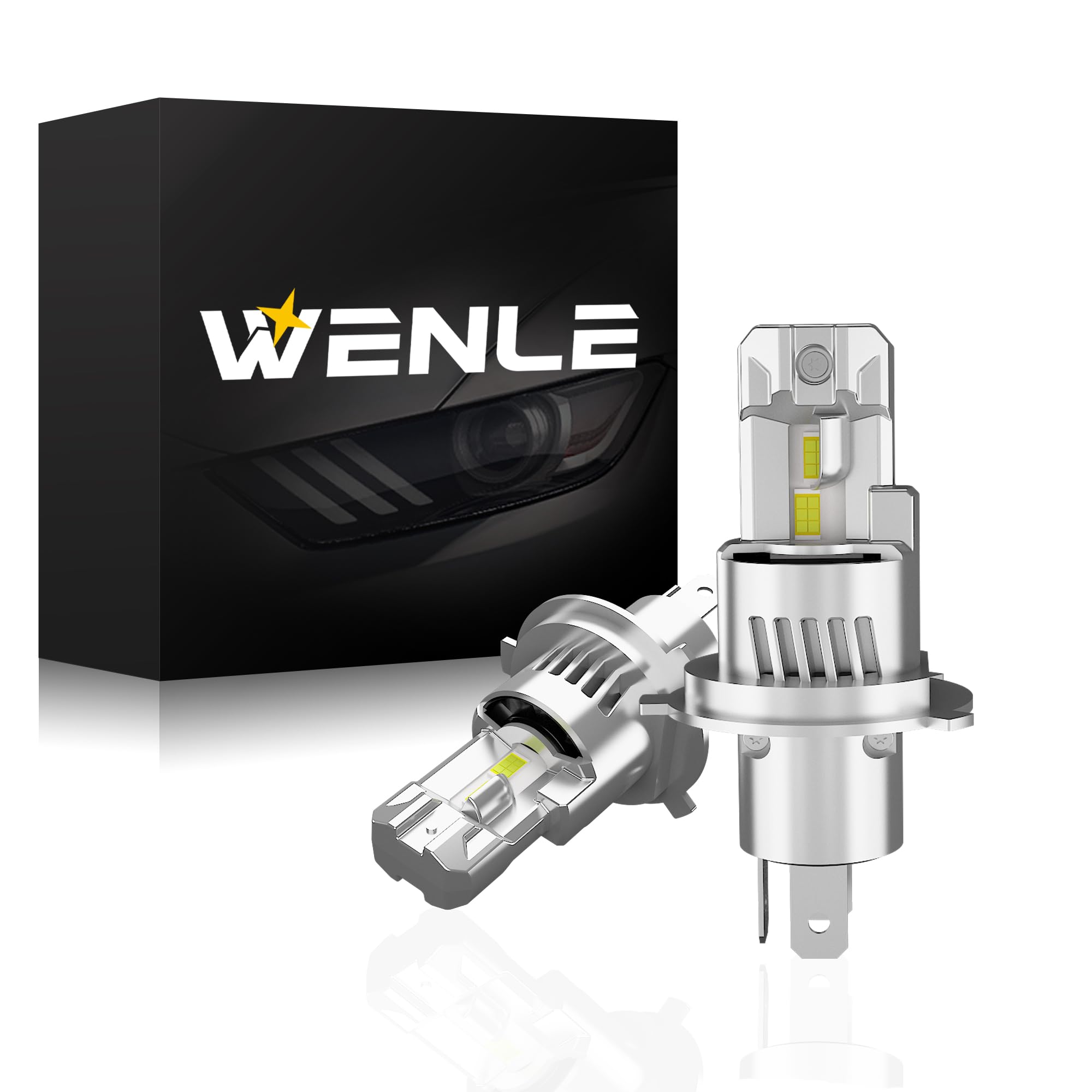 Сверхъяркий светодиодный автомобильный H4 фонарь головного света WENLE, Лампа, Переключение ближнего/дальнего света, Совместим с новыми техосмотрами,