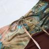 Lace Up Transparent Flower T-shirt Long Sleeves Slim Crop Tops  Spring Summer