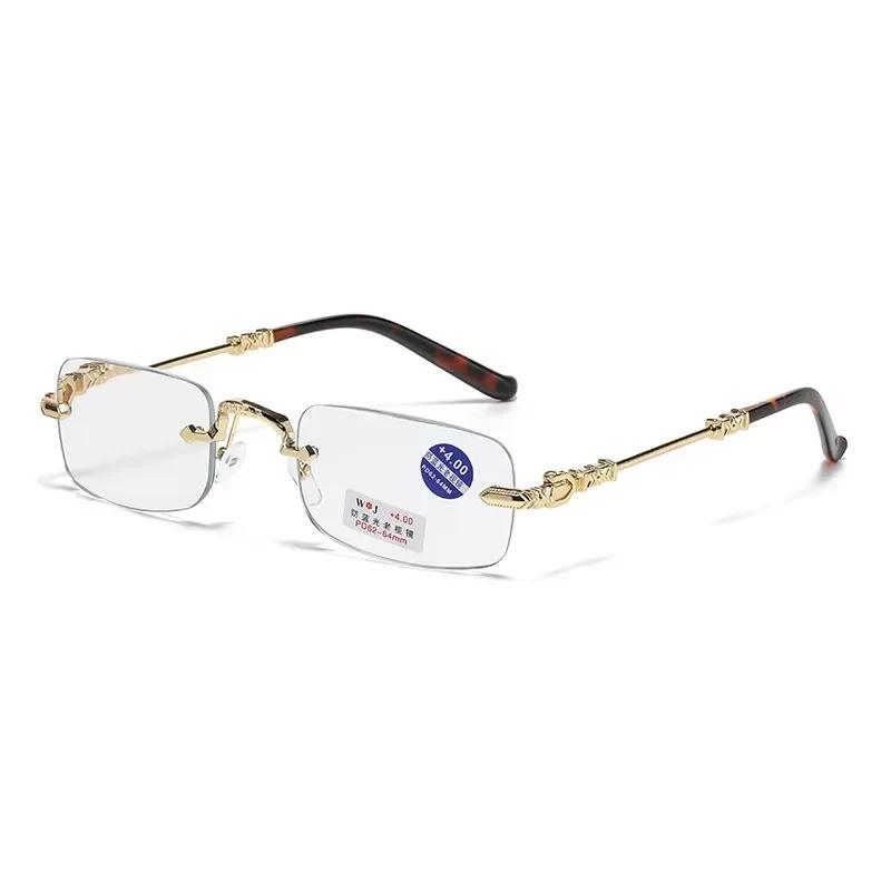 High-End Frameless Reading Glasses Ultra-Light Blue Light Blocking Farsighted Glasses Luxurious And Trendy Presbyopia Glasses