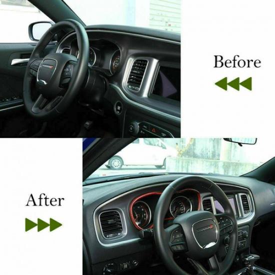 Center Console Dashboard Panel Frame Trim Cover For Dodge Charger 15+ Red Carbon