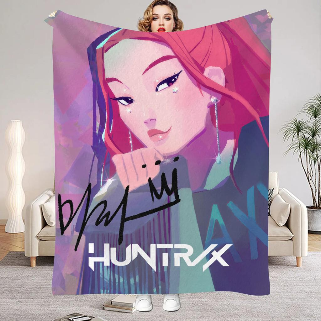 K pop Demon Hunters Blankets Warm Flannel Throw Blanket Winter Girls Boys Living Room Couch Chair Sofa Bed Funny Home Decor