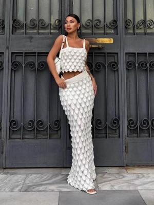 New Women's Fashion Strappy Two-Piece Set Scale Design Sweet & Spicy Half Skirt Suit Elegant