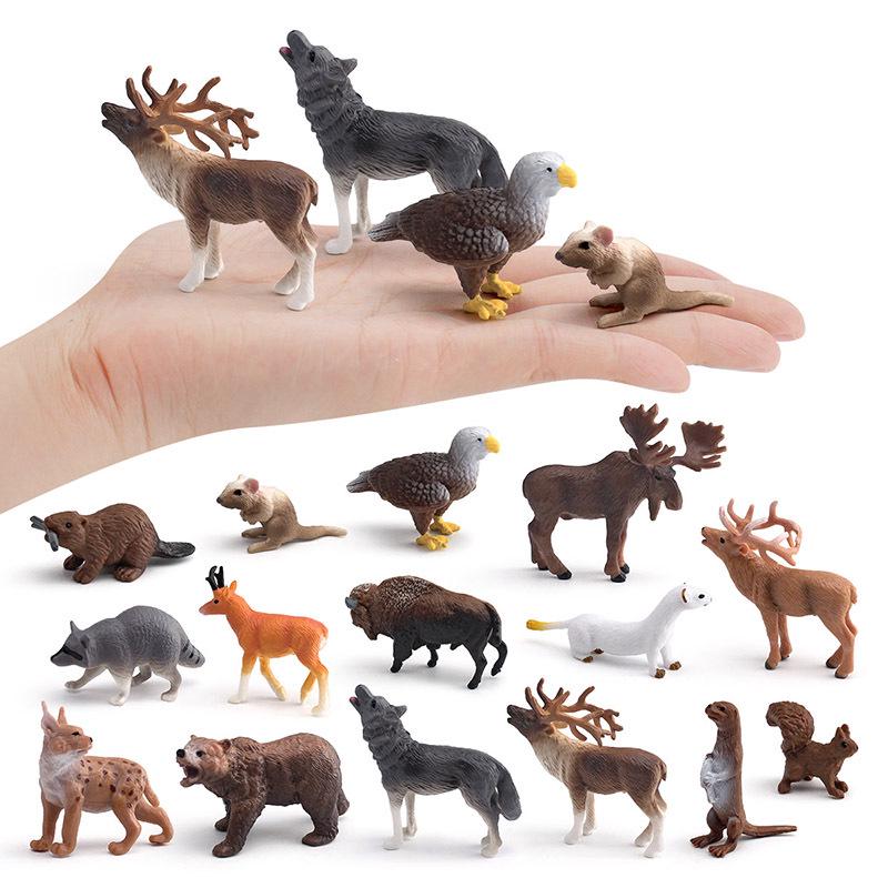 Wildtier-Modellset für Kinder: Rentier, Polarfuchs, Braunbär, Luchs, Biber, Weißkopfseeadler, Malaiischer Tapir