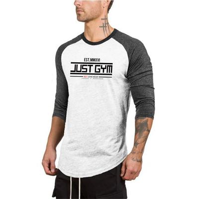 Nova camisa de algodão com costura estilo coreano, camiseta masculina fitness de manga curta, tops finos