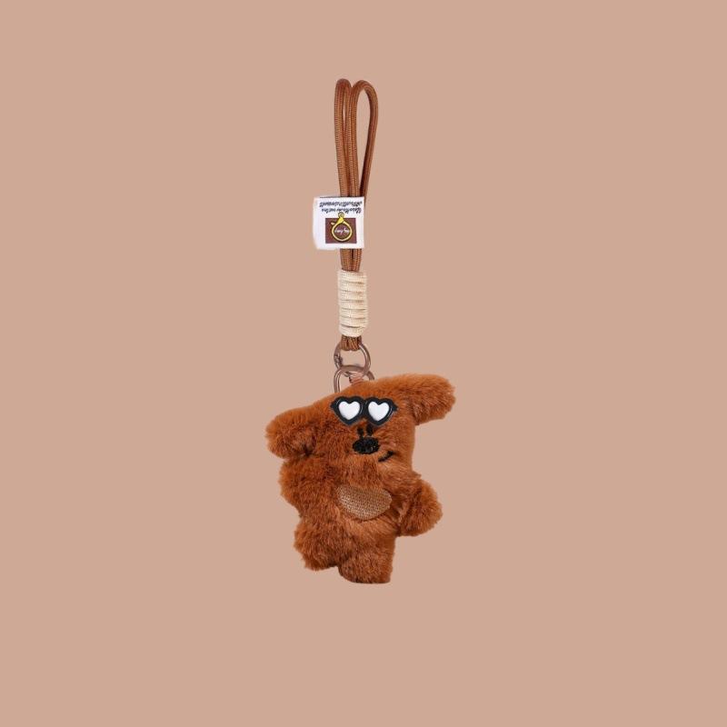 Cartoon Love Teddy Bear Tilted Head Bear Plush Pendant Bear Backpack Pendant Gift Keychain Doll Bag Pendant коричневый