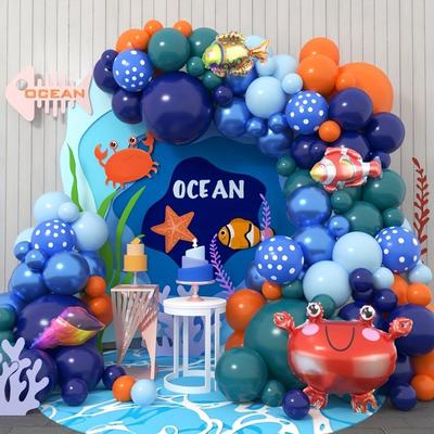 Kreskówkowy Zestaw Balonów z Motywem Podwodnego Świata, Zwierzęta Morskie, Dekoracja Sceny na Przyjęcie Urodzinowe dla Dzieci i Chłopców