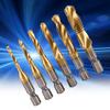 Thread Tap Metric Thread M3-M10 Titanium Coated HSS Drill and Tap Bits 1/4" Hex Shank Screw Taps Tool Set Drill and Tap Bit