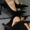 Spring 2025 Fairy Style Rhinestone Chain Mary Jane Flats - Patent Leather, Pointed Toe, Korean Soft Sole