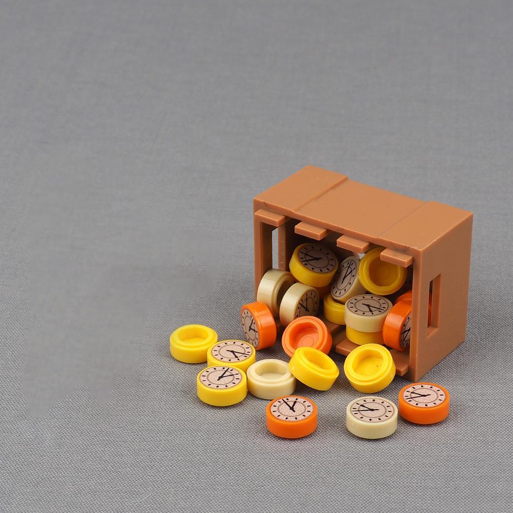 Non-Toxic Moc 10Pcs 98138Pb259 Printed Round 1X1 With Tan Clock Face Pattern Building Blocks Kit 98138 Tile Bricks Particle Diy Toys Gifts