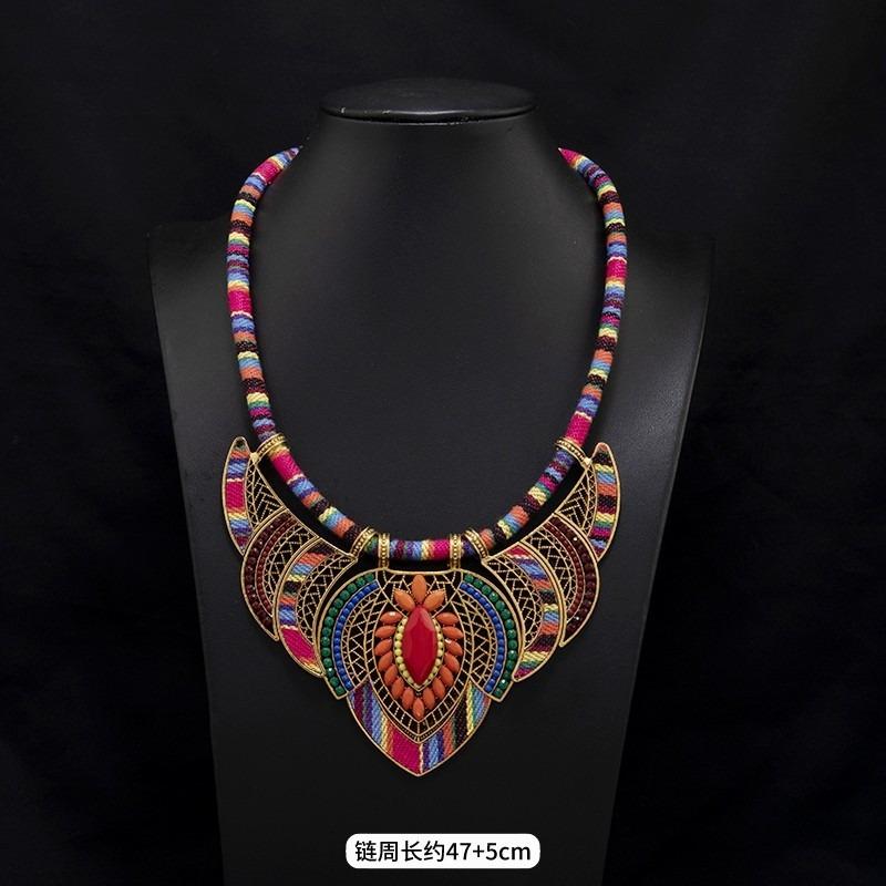 Tibetan Vintage Exotic Bohemian Necklace Nepalese Clavicle Chain Pendant Forehead Ornament Female