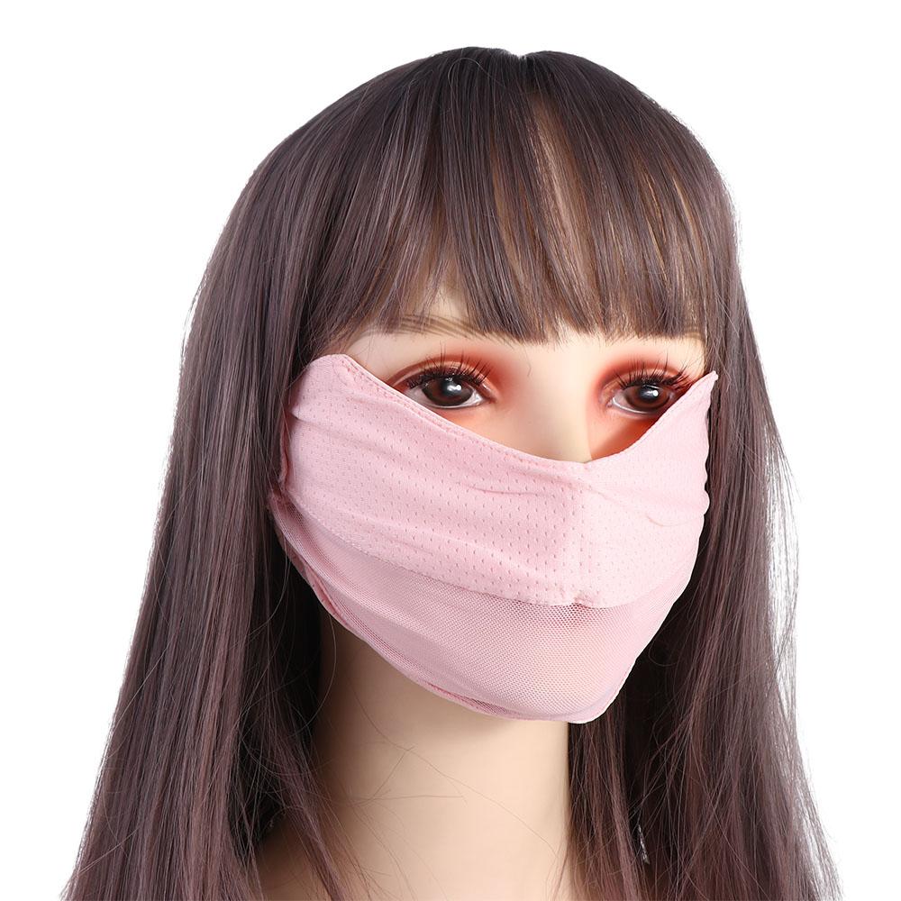 For Women Mask Sun UV Protection For Men Solid Color Face Scarves Ice Silk Face Scarf Anti-uv Face Cover Sunscreen Veil