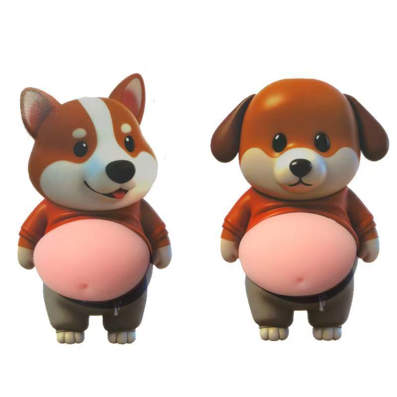 1/2Pcs Cute 3D Squeezable Soft Belly Dog Cat Stickers DIY Relieve Stress Mobile Phone Laptop Decoration Decal Home Decor