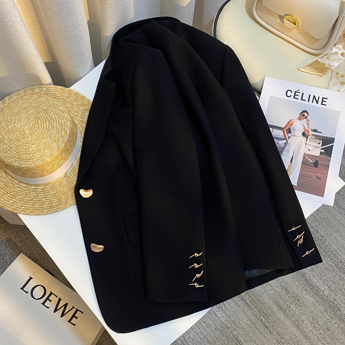 Женский черный пиджак 2025 - Модный весенне-осенний стильный деловой стиль Medium чёрный