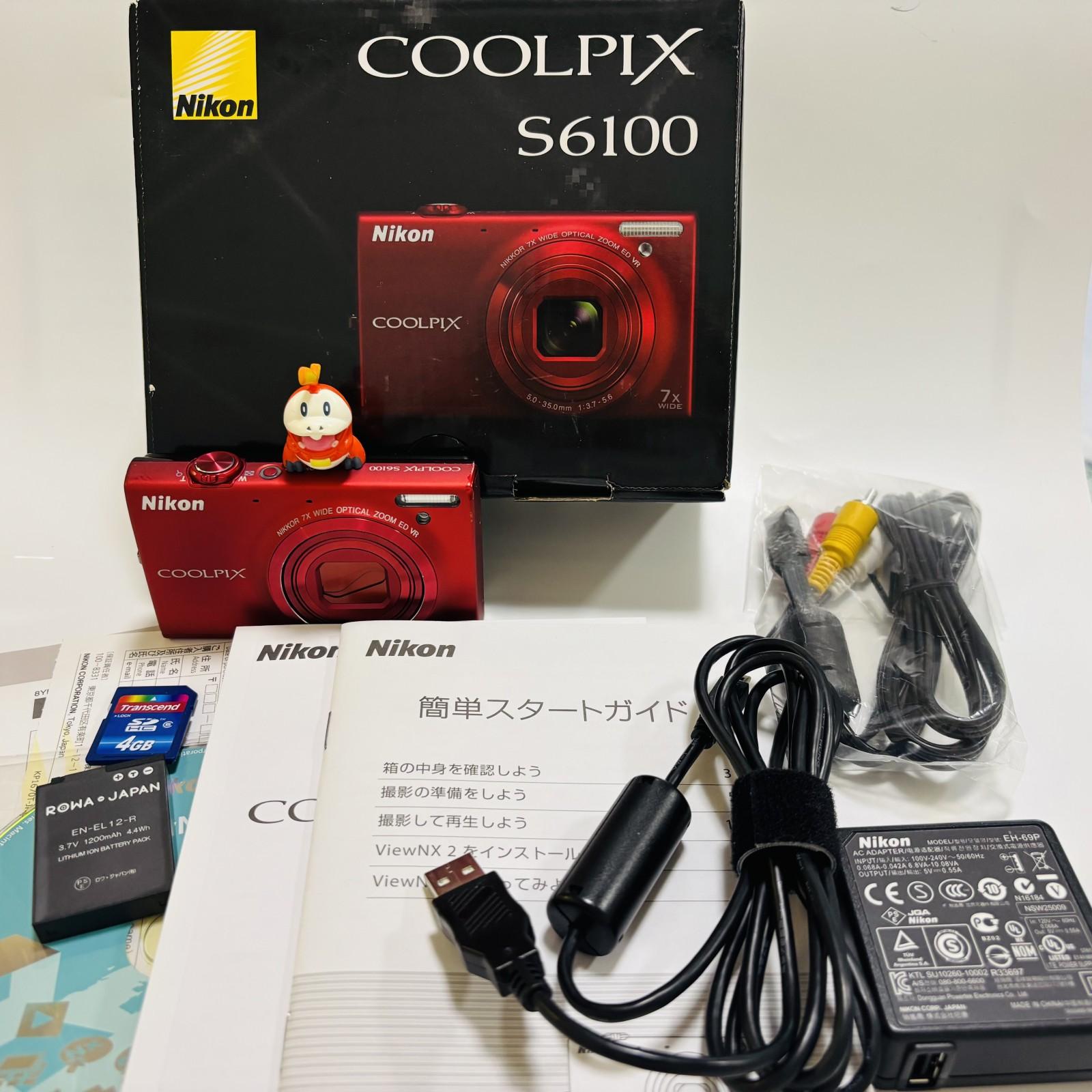 

[Used/Boxed] Nikon COOLPIX S6100 16.0MP Digital Camera RED 7x Zoom Touch Panel From JAPAN