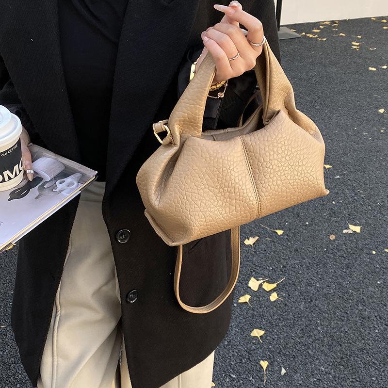 Fashion Brands Women Handbag Lichee Pattern Cloud Bags for Women Soft PU Leather Shoulder Crossbody Bag Ruched Clutch Bag