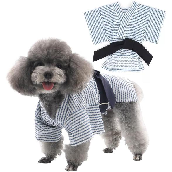 MANON ROSA Dog Costume Japanese Yukata Kimono - Traditional Pet Kimono Cosplay for Small Medium Dogs, Puppies Cats Kittens, Breathable Adjustable