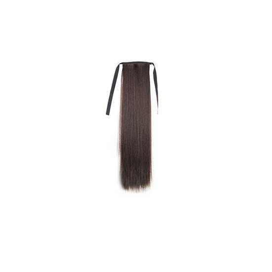 Tight Bandage High Temperature Fiber Long Straight Natural False Ponytail Wigs for Daily Wear