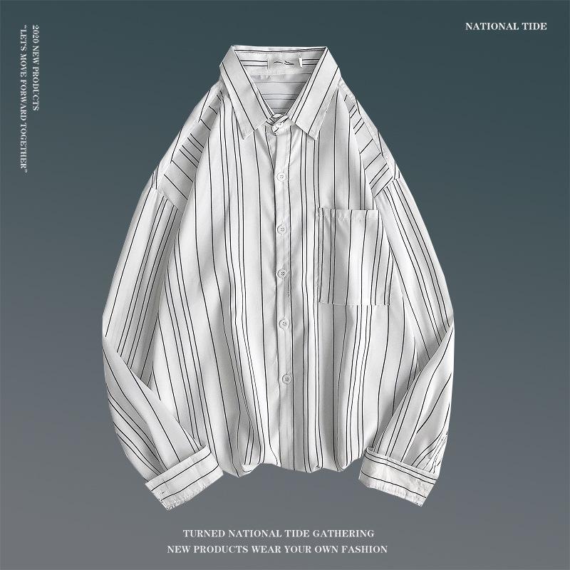 Men's Spring Retro Floral Long Sleeve Shirt - Korean Style, Trendy, Versatile, Loose Fit, Hong Kong Couple Style Top.