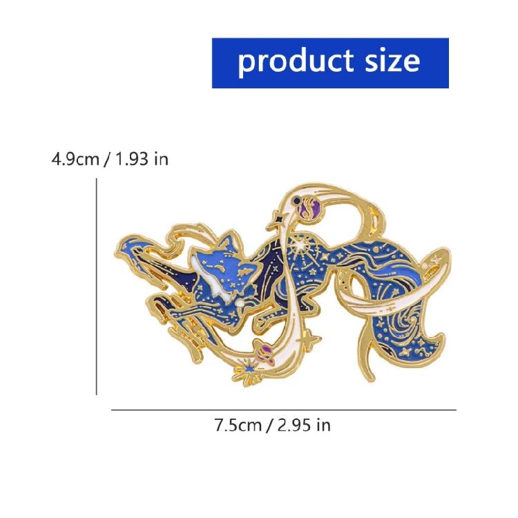 Sturdy Zinc Alloy Foxes Pin Featuring Starry Detailing Secure Clasp Foxes Brooch Ideal For Casual Or Formal Occasions