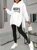 2024 Women's Casual Hooded Print Sweatshirt & Slit Pocket Pants Set - European/American Style