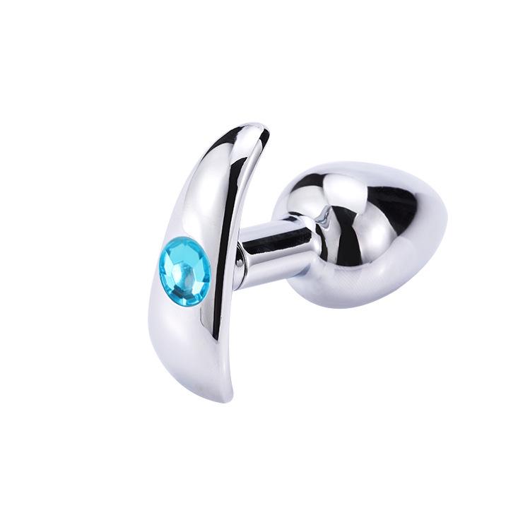 Metal G-Spot Butt Plug with Diamond Accents for Self-Pleasure