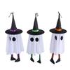 3 Pcs Light Up Ghosts Decor with Witch Hat Spooky Hanging Lighted Glowing Ghosts for Yard Garden Tree Porch