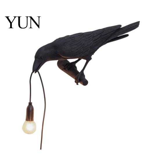 Retro Decorative Bird Light Crow Table Lamp, Gothic Raven Night Light, Halloween Black Creative USB Powered Ornament Dark Academia Lamp for