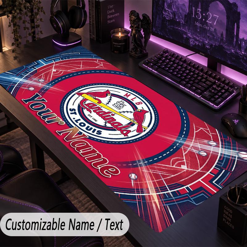 Large Mouse PadSt. Louis Cardinals Custom Name Text Personalized Desk Mat Non Slip Gaming Pad