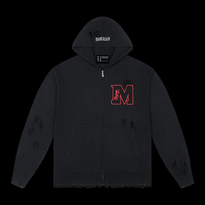 

Medmxeva Co-Branded Lilith Hooded Sweater Cardigan Jacket Men s American-Style Knitwear Women s Spring and Autumn Casual Top Black X L