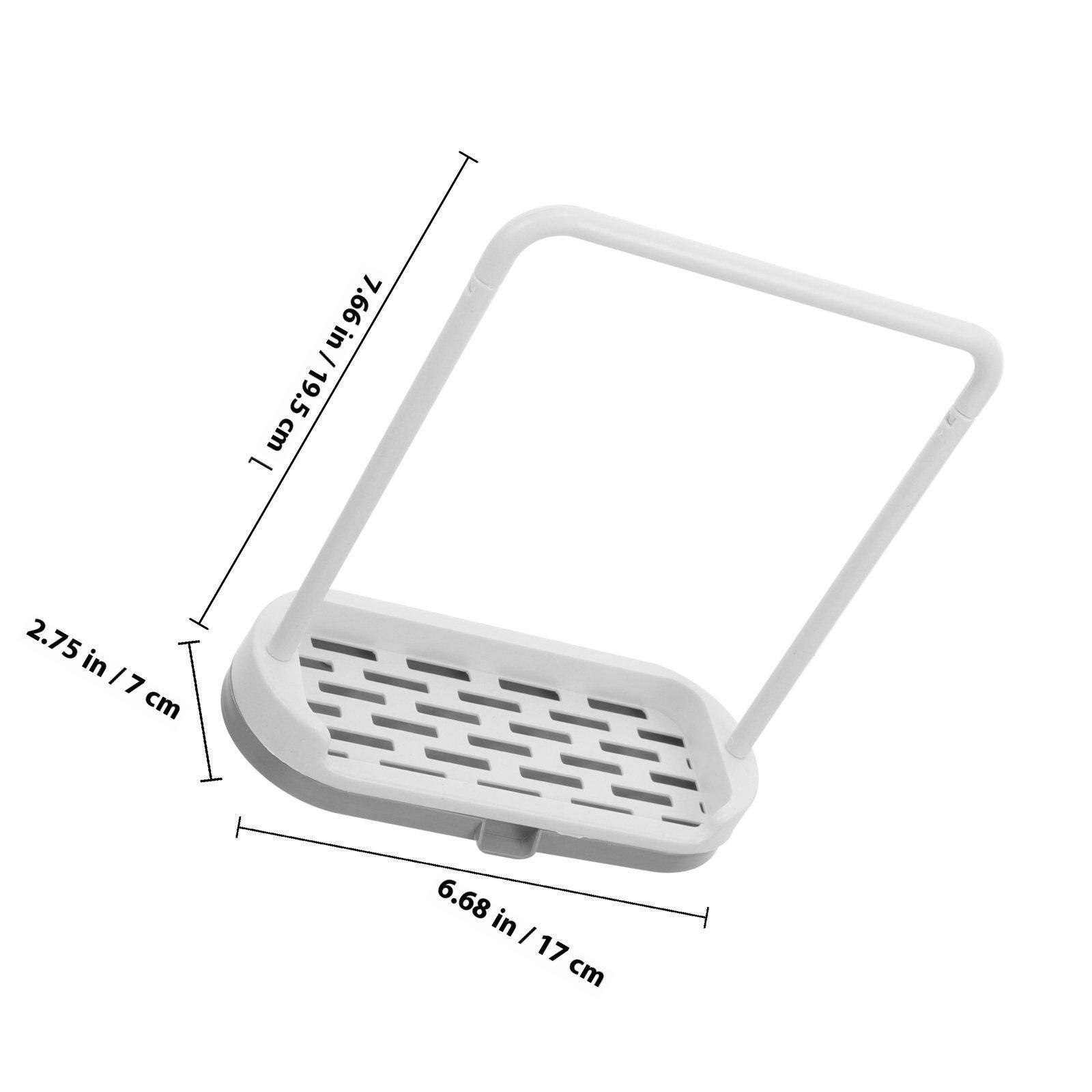 

Lightweight Hard Plastic Kitchen Towel Rack Countertop Dishcloth Drying Stand with Soap Holder Drain Spout U Shape Design Beige серый