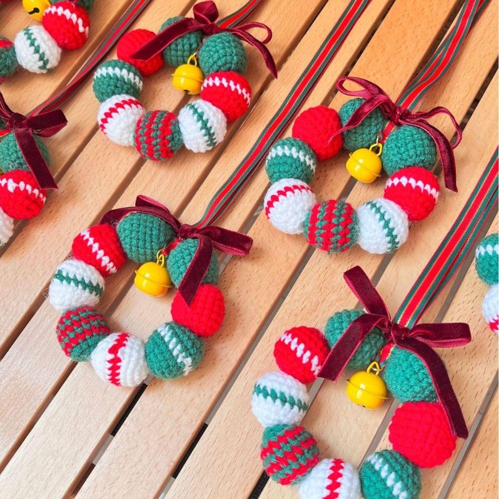 Crohent Christmas Tree Ornament Handmade Xmas Ornament Mini Wreath Pendant Car Pendant