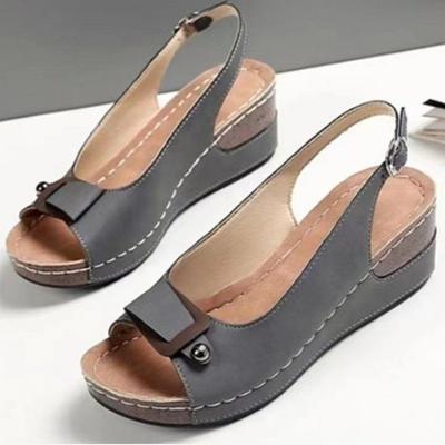 Sommer Neue Damen Retro Gladiator High Heel Keilsandalen Bequeme Weichsohle Peep Toe Open-Toe Schuhe