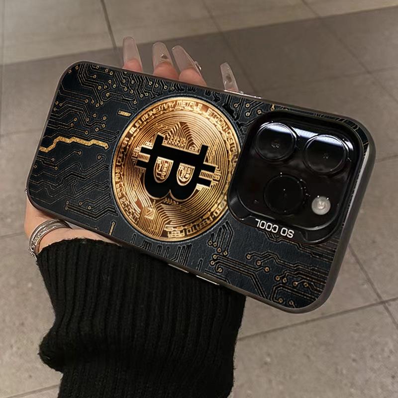 Bitcoin Circuit Board Tech Phone Case for iPhone 17 16 15 14 13 12 11 16E Series Pro Max Plus Double Layer Protection