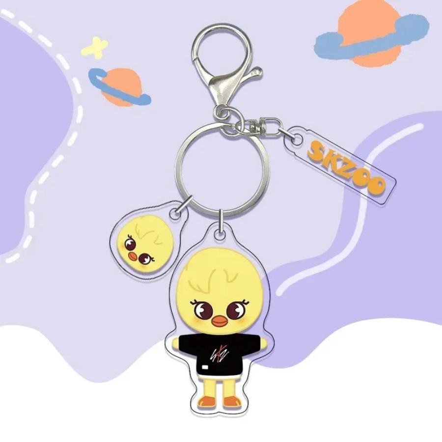 Anime Skzoo Doll Figure Keychain KPOP-SKZ-STAY Cartoon Double-Sided Printed Transparent Acrylic Key Ring Bag Accessory Fans for Carry Mini Lightweight