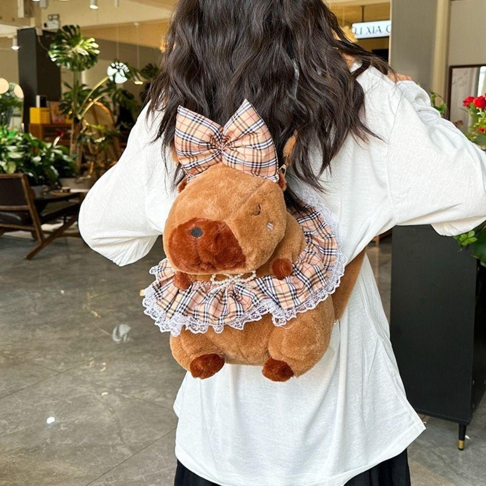 Shoulder Bag Capybara Plush Backpack PP Cotton Stuffed Capybara Knapsack  Kid Girl Boy