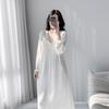 Spring and Autumn New Nightgown Women's Long-sleeved Splicing Home Loose Large Size Can Be Worn Outside Lazy Style Dress Pajamas Women