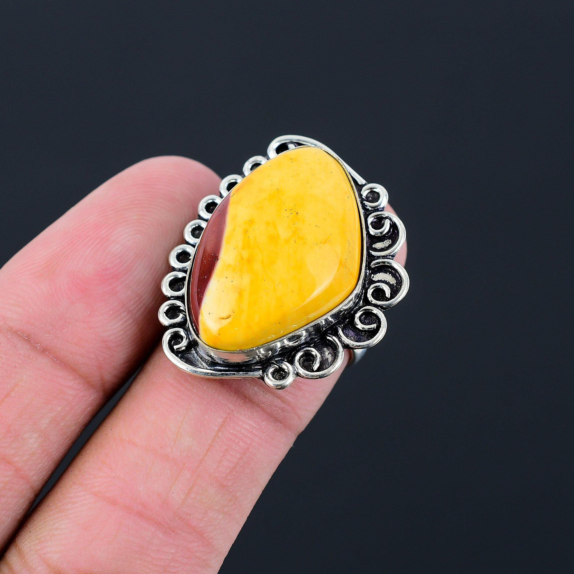 

Trillion Mookaite Stone Sterling Silver Trendy Statement Boho Mother Ring US 7.5 7.5