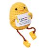 Little Yellow Duck Positive Crochet Animals Doll With Card Desktop Ornament Emotional Support Handmade Knitted Cheer Up Toy