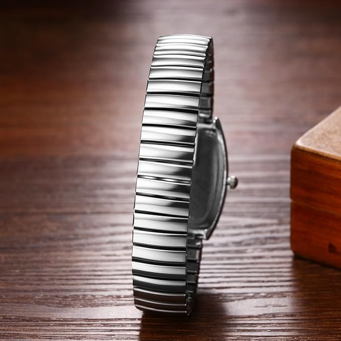 Stylish Silver Couple's Watches, One Size Fits All: Analog Display, Day of the Week Calendar, Stainless Steel Quartz Movement, Leisure, Business,