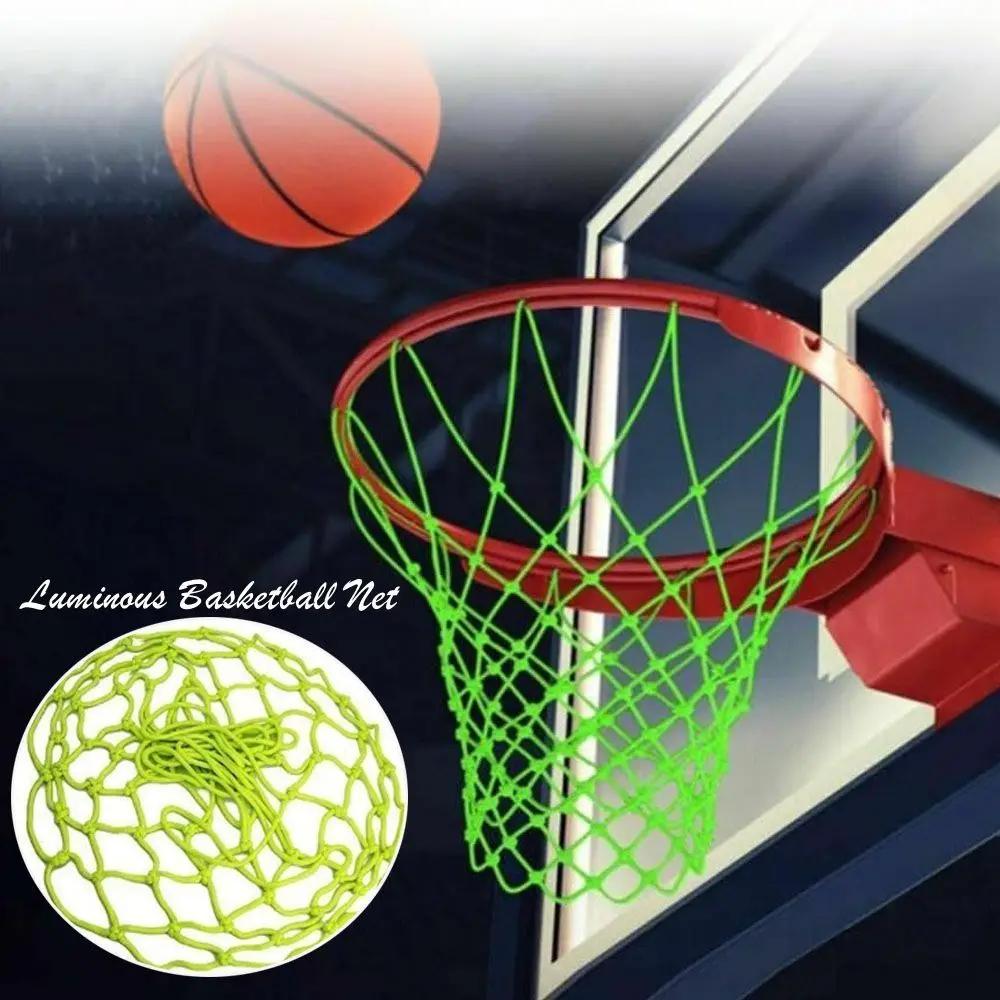 Nylon Glow Basketball Net 12 Loops Durable Nightlight Basketball Net Standard Size Easy to Install