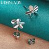 925 Sterling Silver Flower Stud Earrings For Women Fashion Jewelry