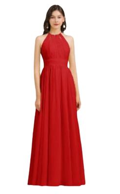 Brudepigekjole Kjole Brudepige Ærmeløs Bryllup Bryllup Sexet Slids Lang Kjole Aftenfest Plisseret Kvast Chiffon sweet sixteen sweet16 Farve20