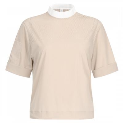 Shop   Women Round Neck Mesh Span Golf ShorT Sleeve T shirT Beige Lb Wsh 20695