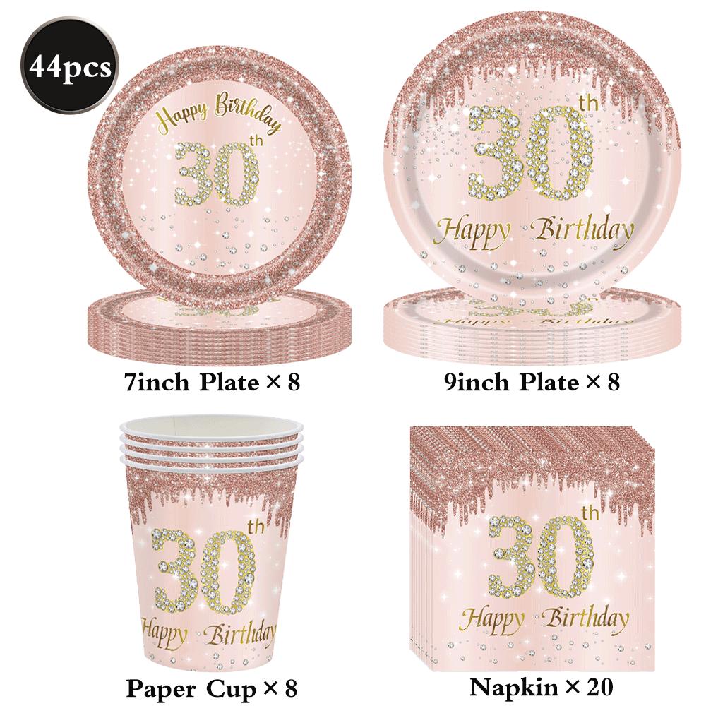 30th Birthday Decorations For Her Rose Gold Plates Napkins CupsTablecloths Hello30 Balloons 30th Birthday Party Favors For Women