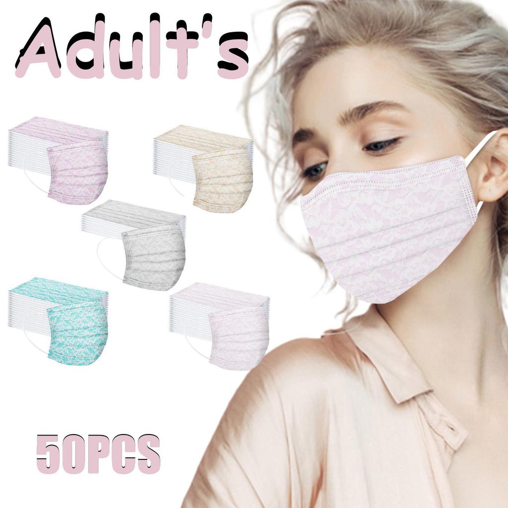 Unisex Women Man Lace Print Disposable Face Mask 3Ply Ear Loop Anti-PM2.5 Mask