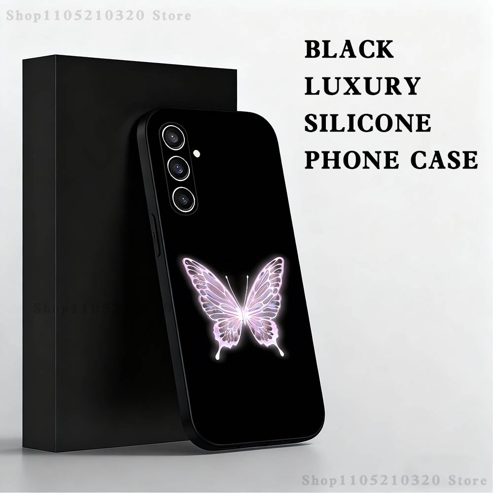 butterfly pattern Phone Case For Samsung S 25,24,23,22,30,21,10,9,Ultra,Plus,Lite,FE,4,5 G Black Soft Case