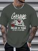 Casual Summer TshirtGarage Pattern with 100 Cotton Print of Classic Cars Round Neck and Shortsleeved Tshirt